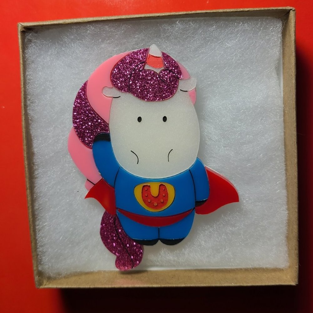 Daisy Jean Designs Brooch - Pin Super Hero Unicorn Kawaii Fantasy